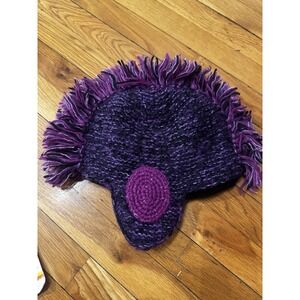 Nirvanna Designs Purple Knit Mohawk Hat Handmade Wool Adult OSFM Nepal